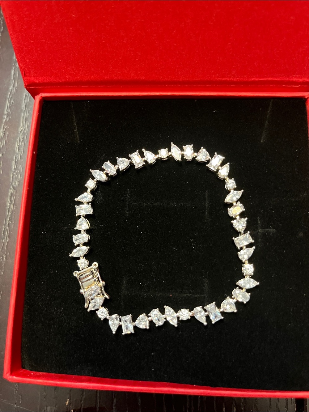 Silver Crystal Tennis Bracelet - Women Jewelry